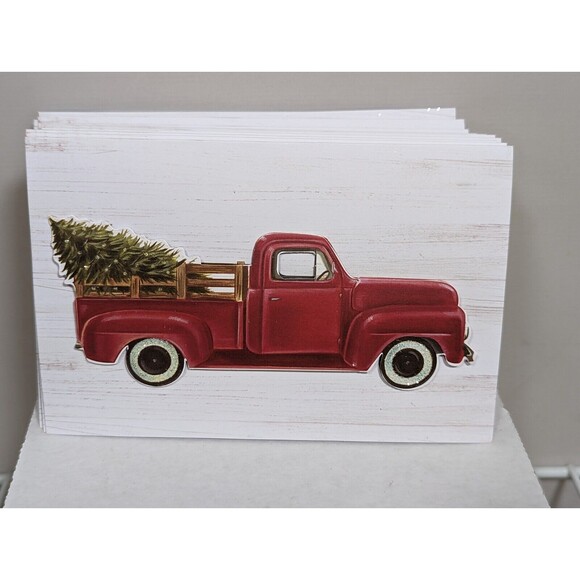 Classic Red Truck Christmas Cards - 12 Holiday Cards & 11 Envelopes -C R Gibson - Picture 1 of 9